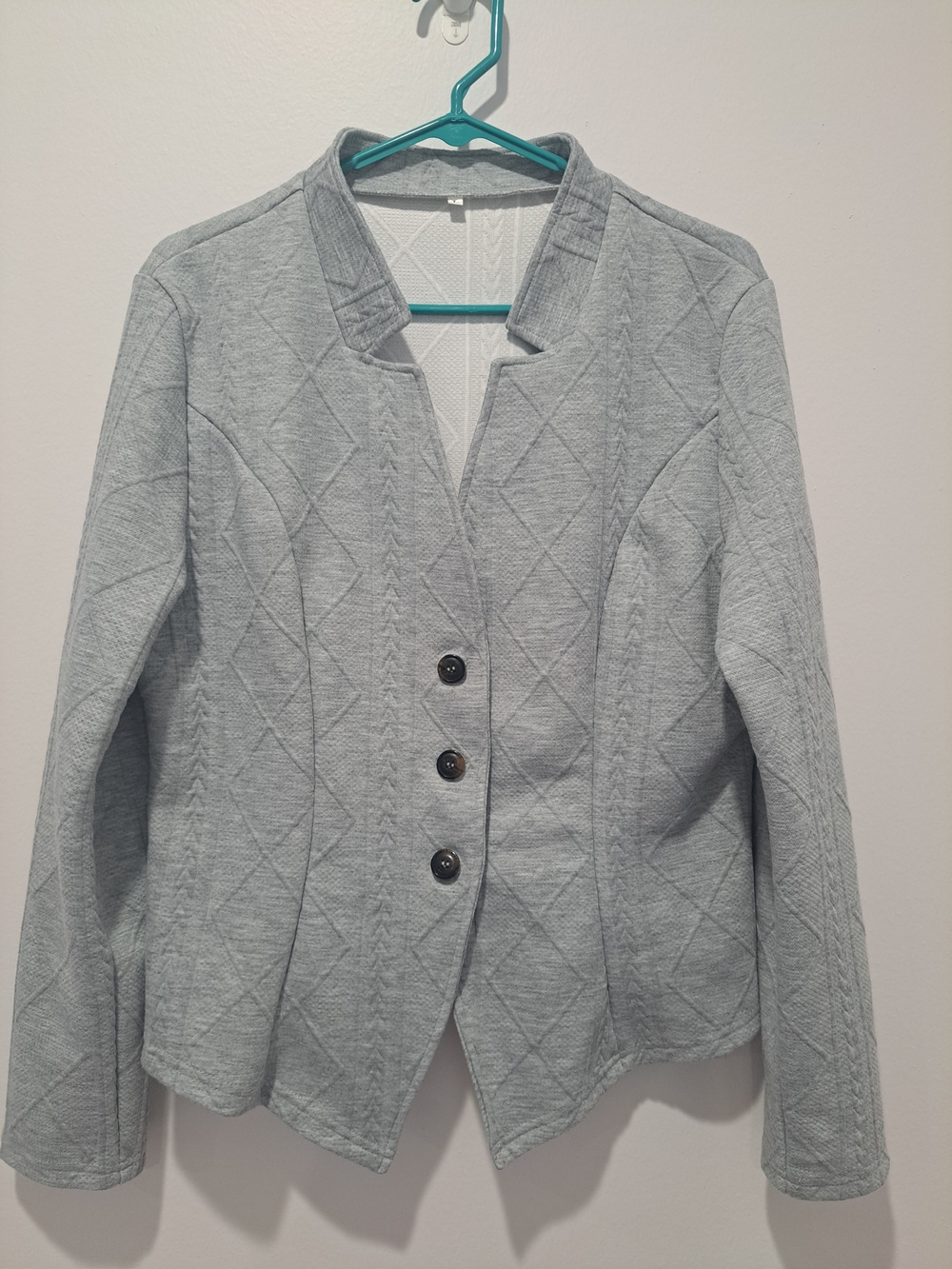 Women's Light Gray Quilted Button Jacket
